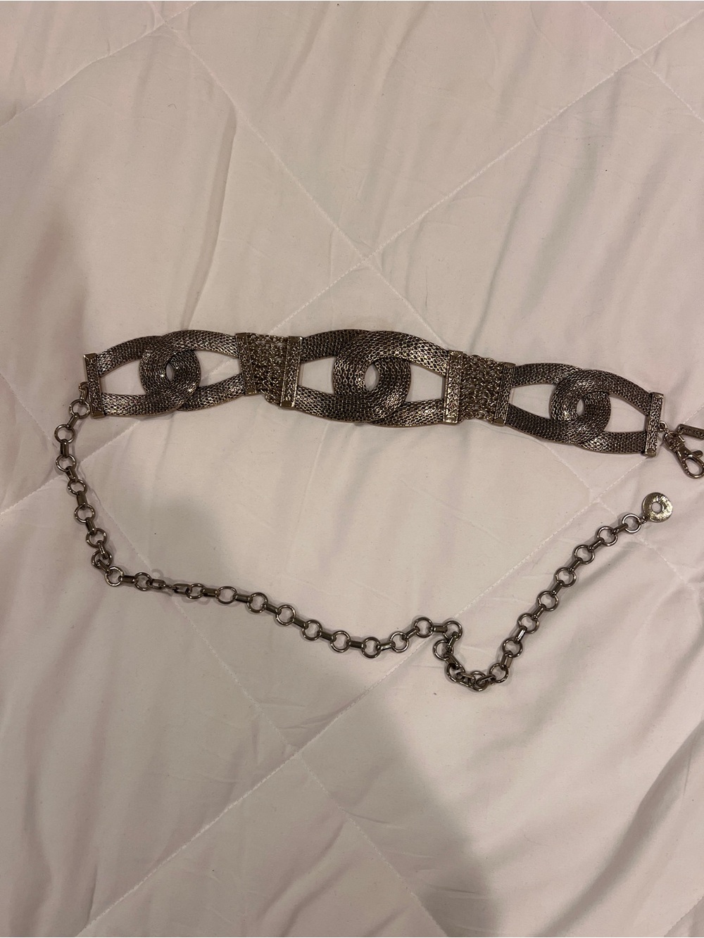 Vintage Chico's Textured Silver Chain-Link Waist Belt